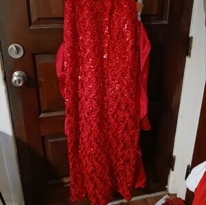 DAVE AND JOHNNY COMPLETE RED SEQUENCED DRESS